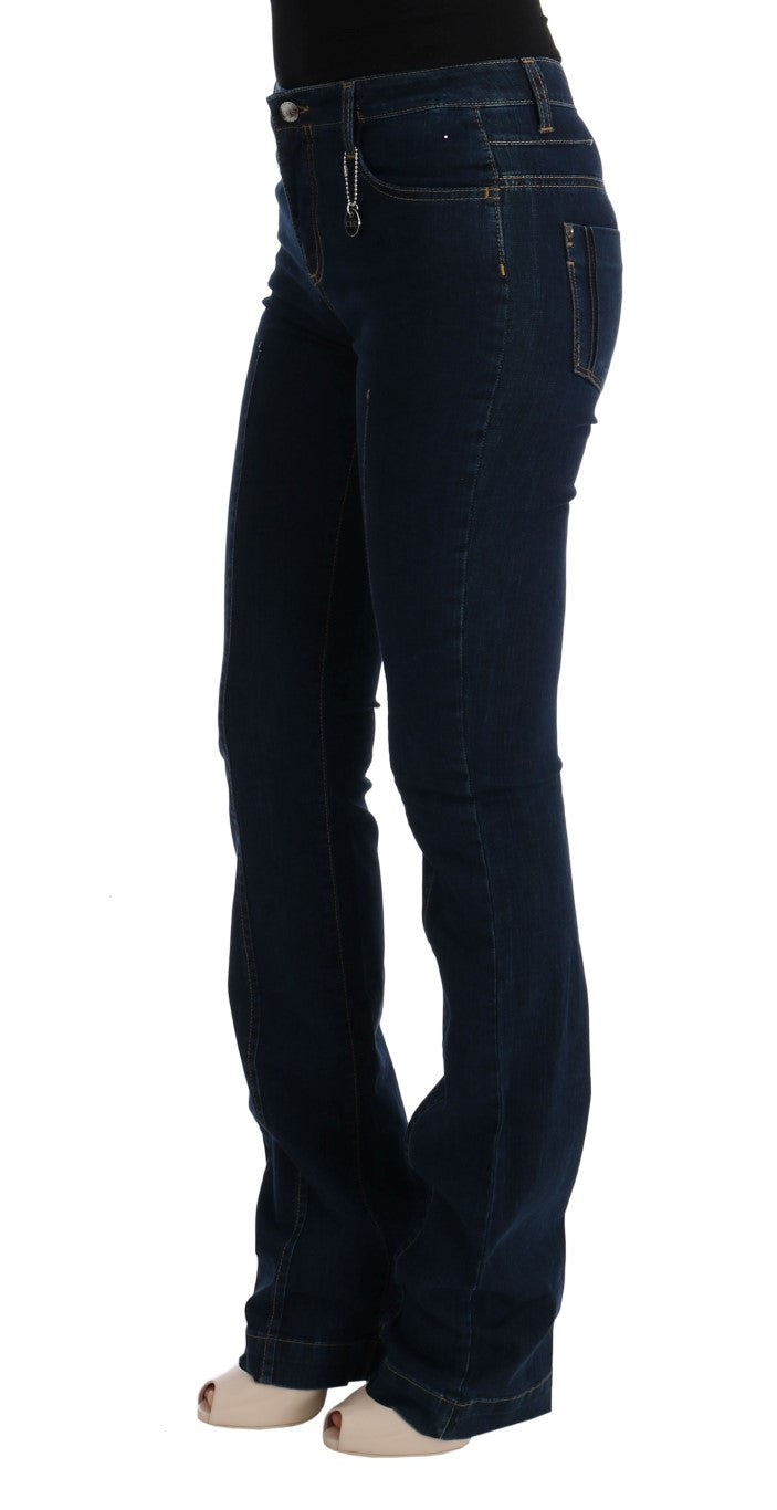 Chic Flared Cotton Jeans in Blue - ventzia