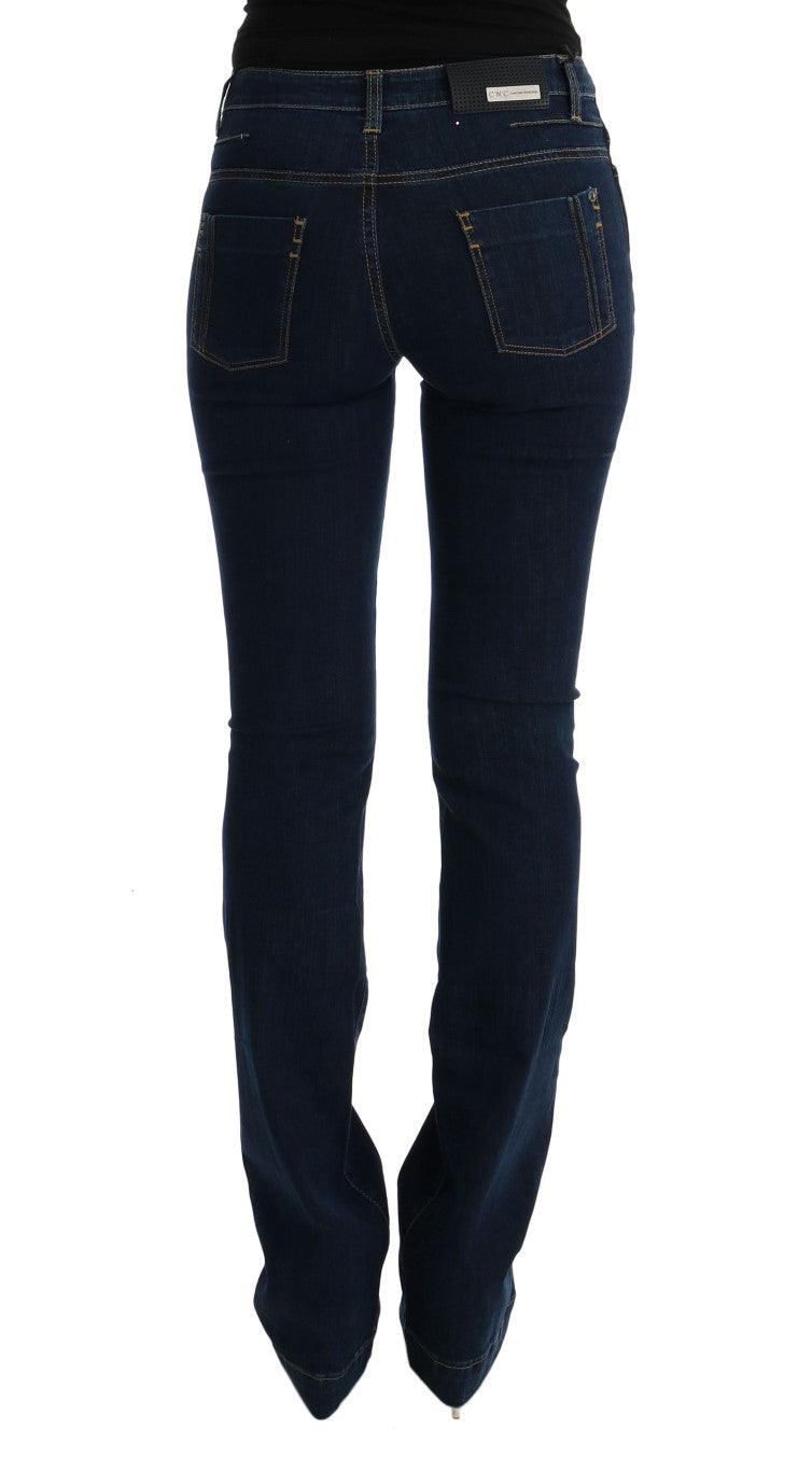Chic Flared Cotton Jeans in Blue - ventzia