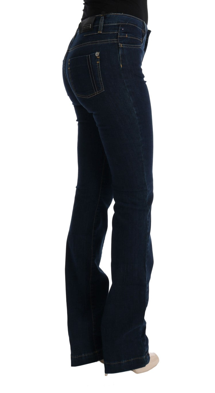 Chic Flared Cotton Jeans in Blue - ventzia