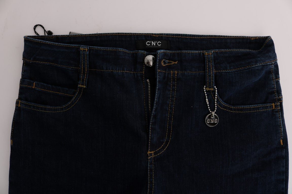 Chic Flared Cotton Jeans in Blue - ventzia