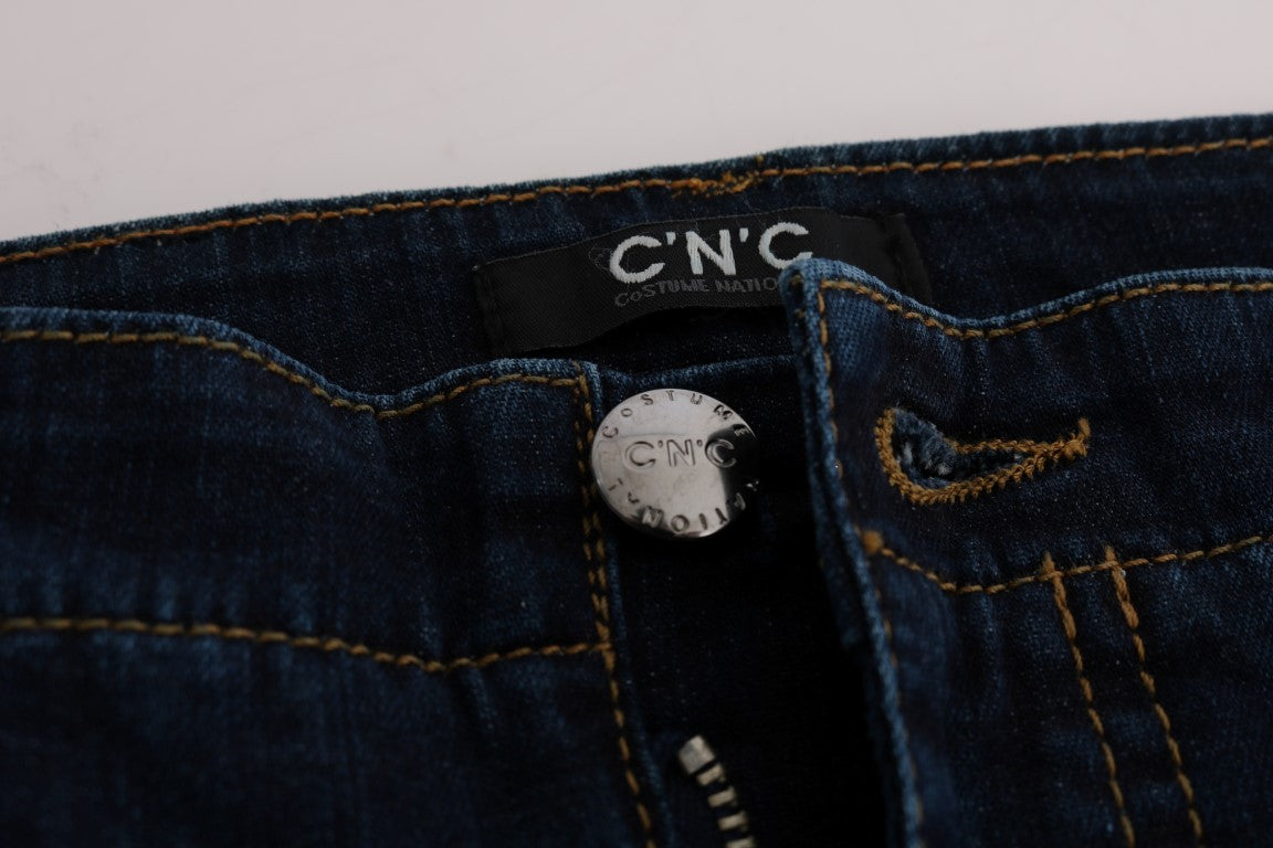 Chic Flared Cotton Jeans in Blue - ventzia