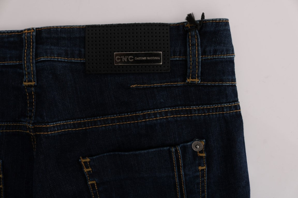 Chic Flared Cotton Jeans in Blue - ventzia
