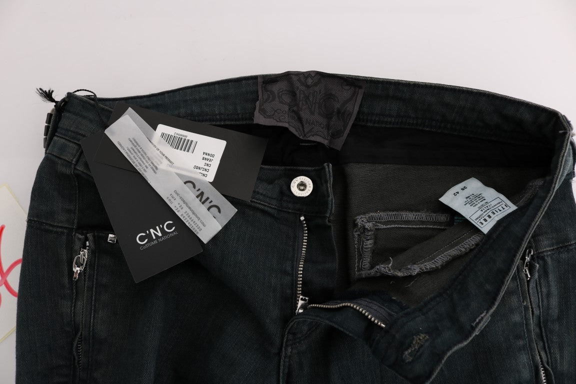 Chic Superslim Gray Cotton Jeans - ventzia