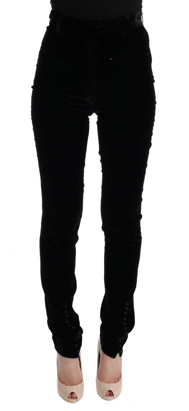 Sleek High-Waist Black Trousers - ventzia