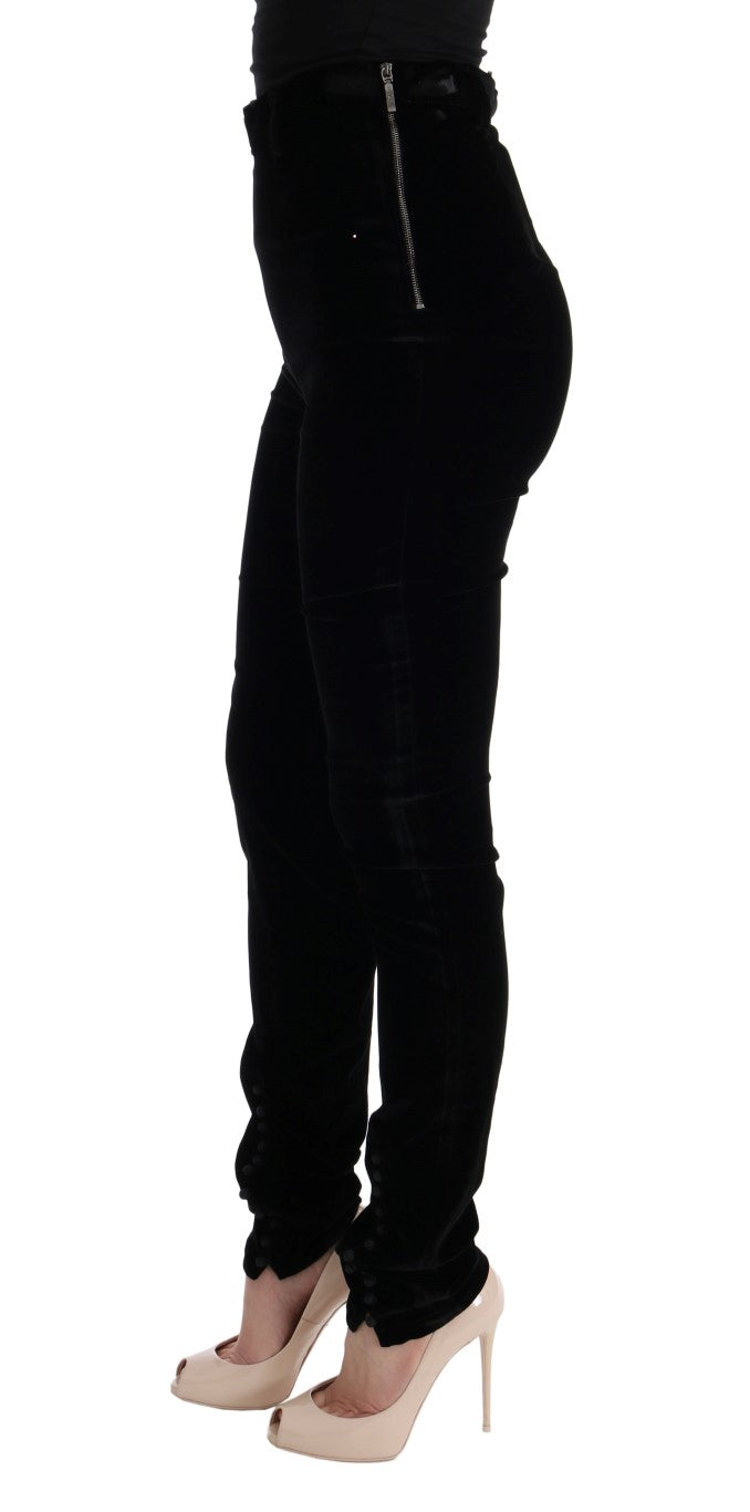 Sleek High-Waist Black Trousers - ventzia