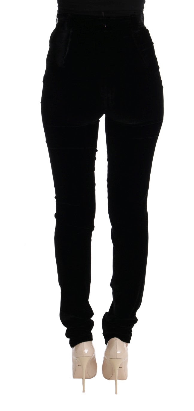 Sleek High-Waist Black Trousers - ventzia