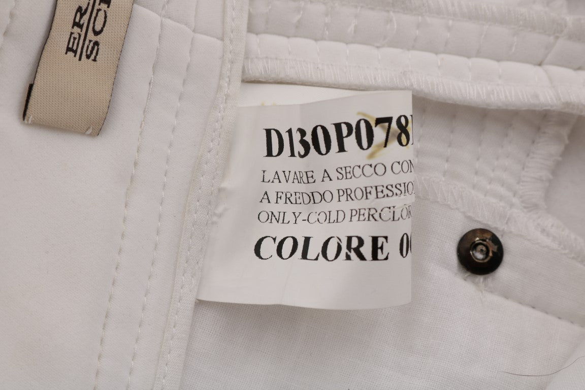 Chic White Slim Fit Cotton Pants - ventzia