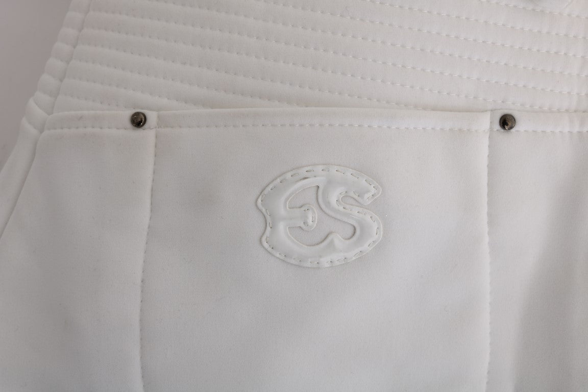 Chic White Slim Fit Cotton Pants - ventzia