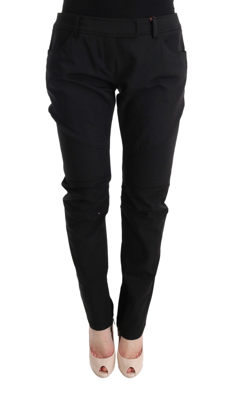 Sleek Black Cotton Slim Fit Pants - ventzia