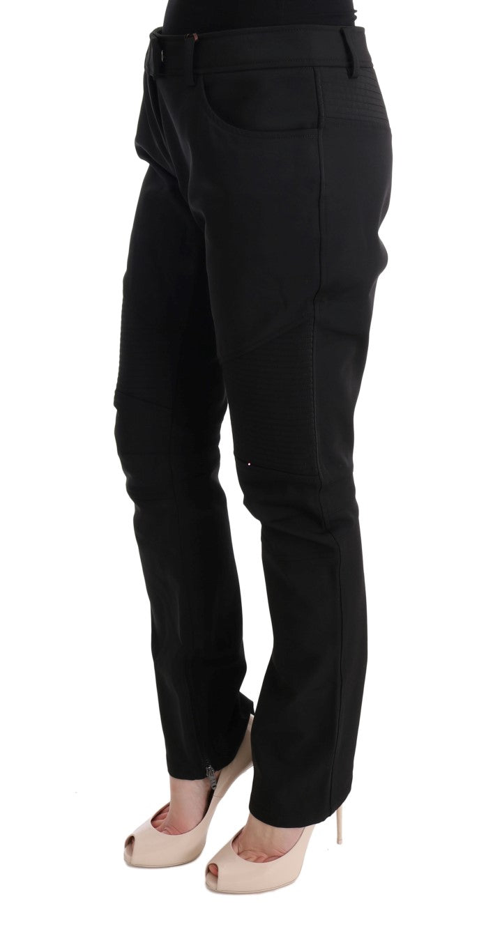 Sleek Black Cotton Slim Fit Pants - ventzia
