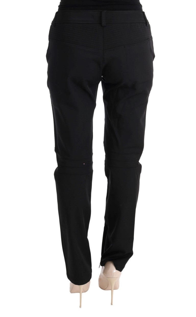 Sleek Black Cotton Slim Fit Pants - ventzia