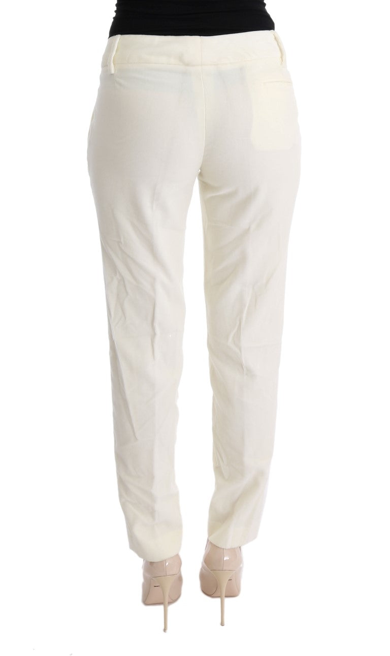 Chic White Regular Fit Pants - ventzia