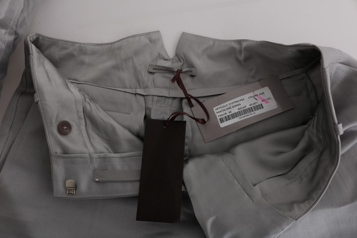 Chic Gray Cropped Silk Pants - ventzia