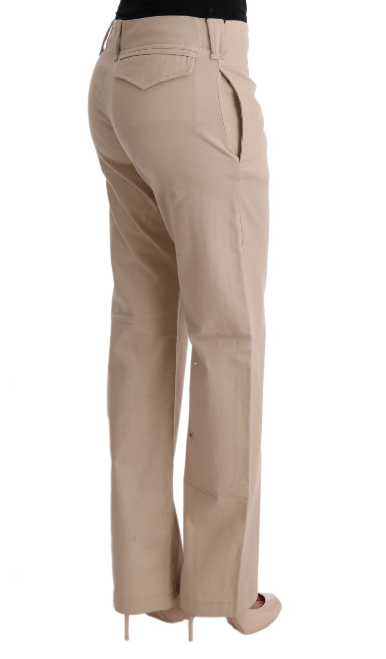 Chic Beige Cropped Pants - Regular Fit Elegance - ventzia