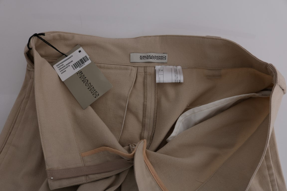 Chic Beige Cropped Pants - Regular Fit Elegance - ventzia