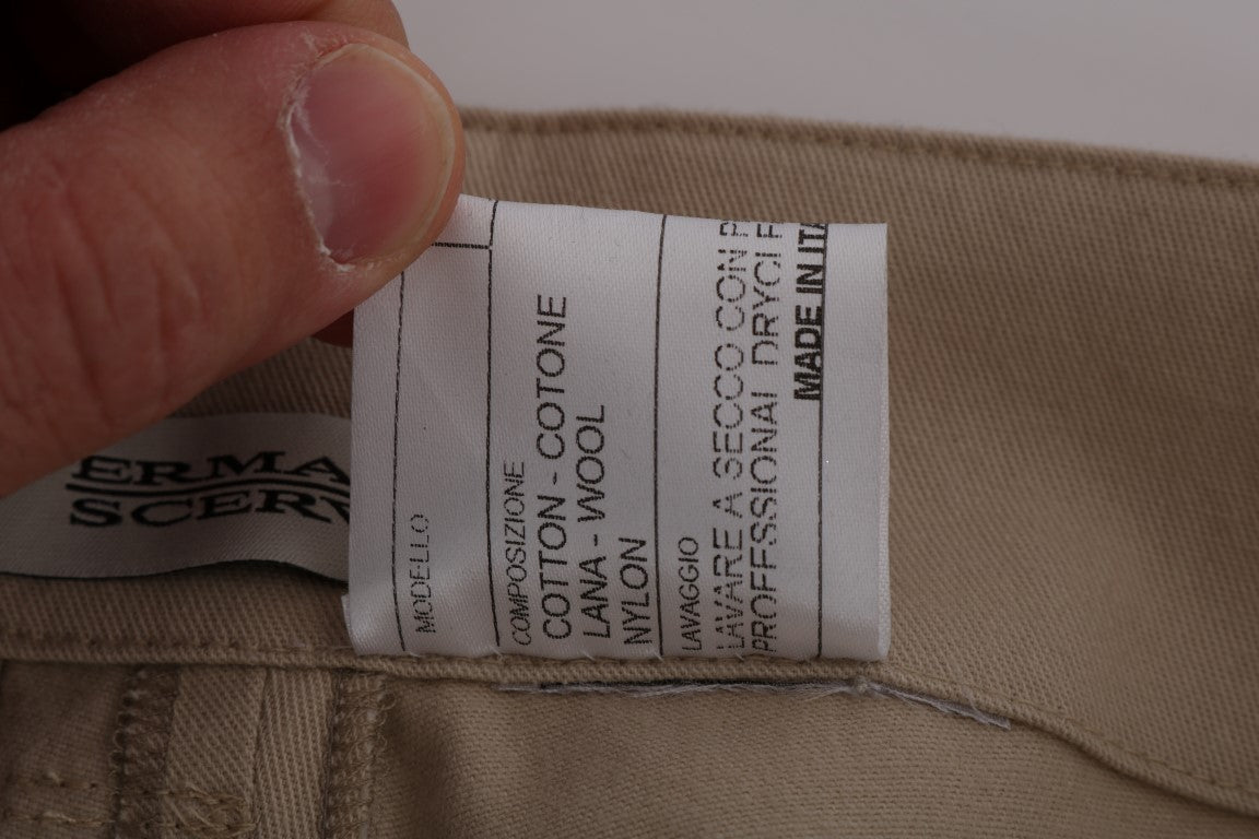 Chic Beige Cropped Pants - Regular Fit Elegance - ventzia