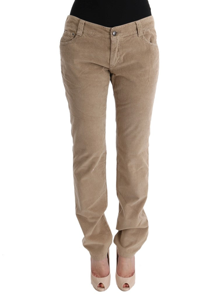 Beige Regular Fit Luxe Trousers - ventzia