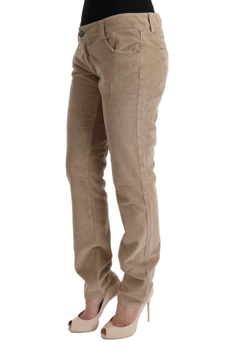 Beige Regular Fit Luxe Trousers - ventzia