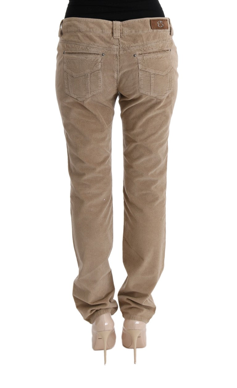 Beige Regular Fit Luxe Trousers - ventzia