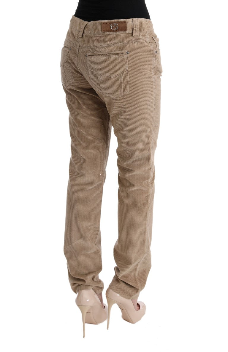 Beige Regular Fit Luxe Trousers - ventzia