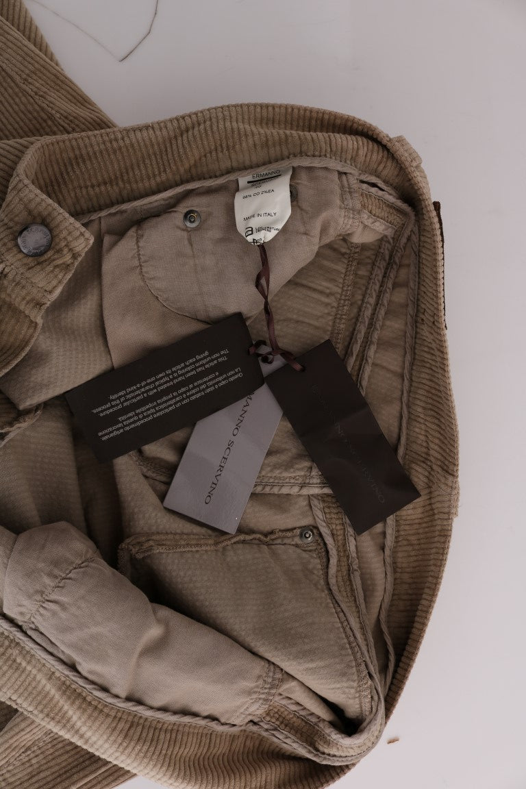 Beige Regular Fit Luxe Trousers - ventzia