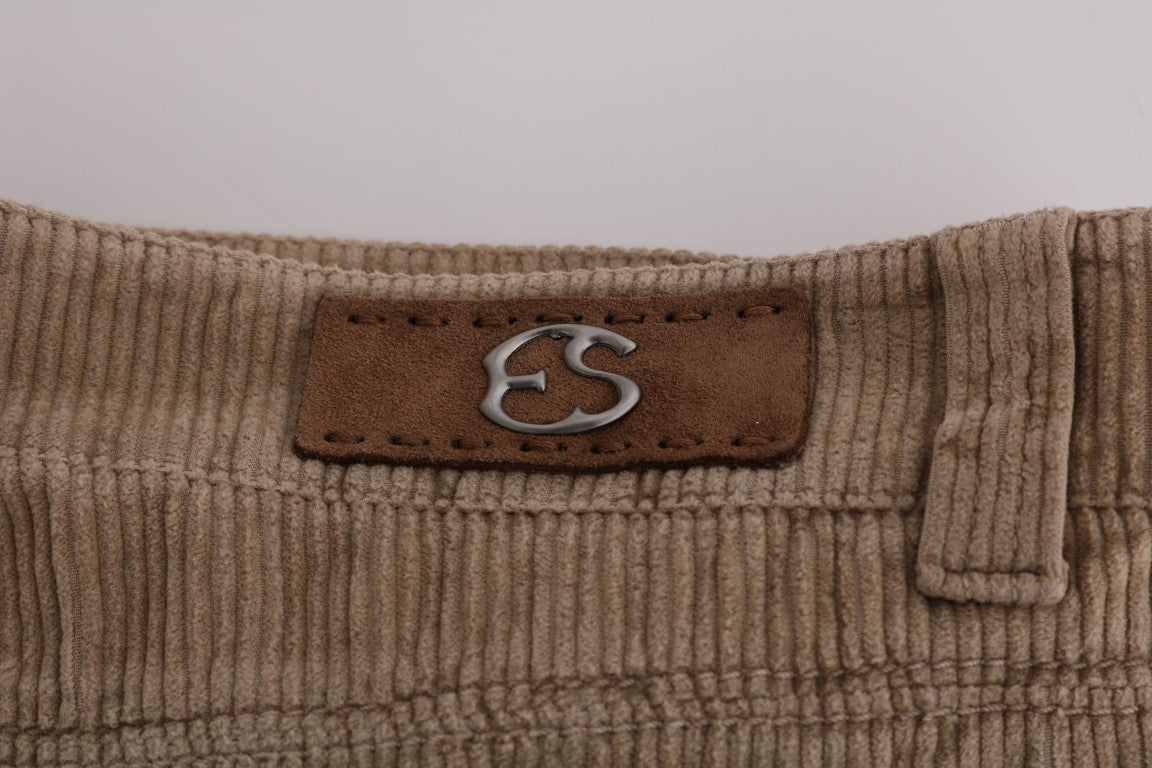 Beige Regular Fit Luxe Trousers - ventzia