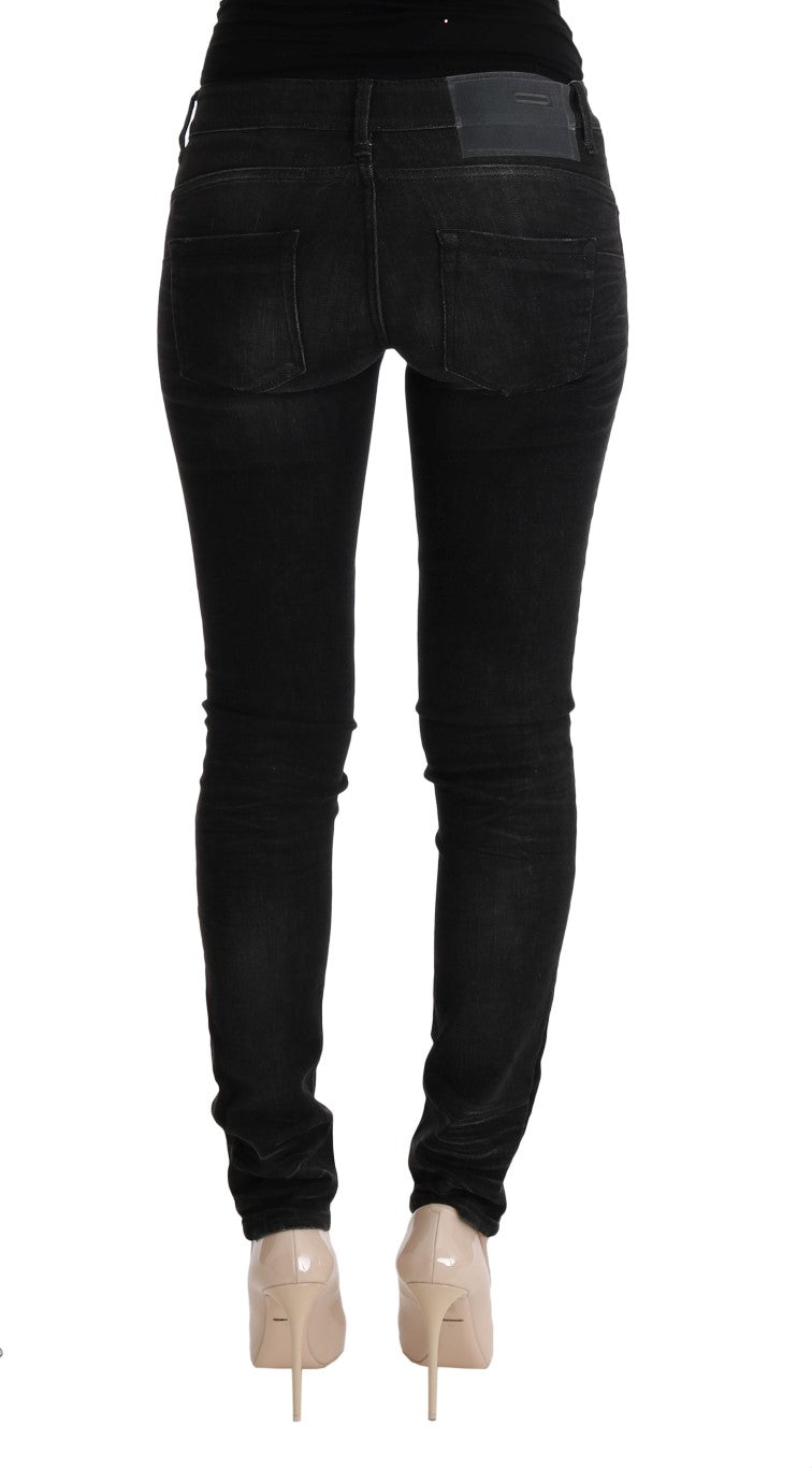 Chic Slim Fit Black Cotton Jeans - ventzia