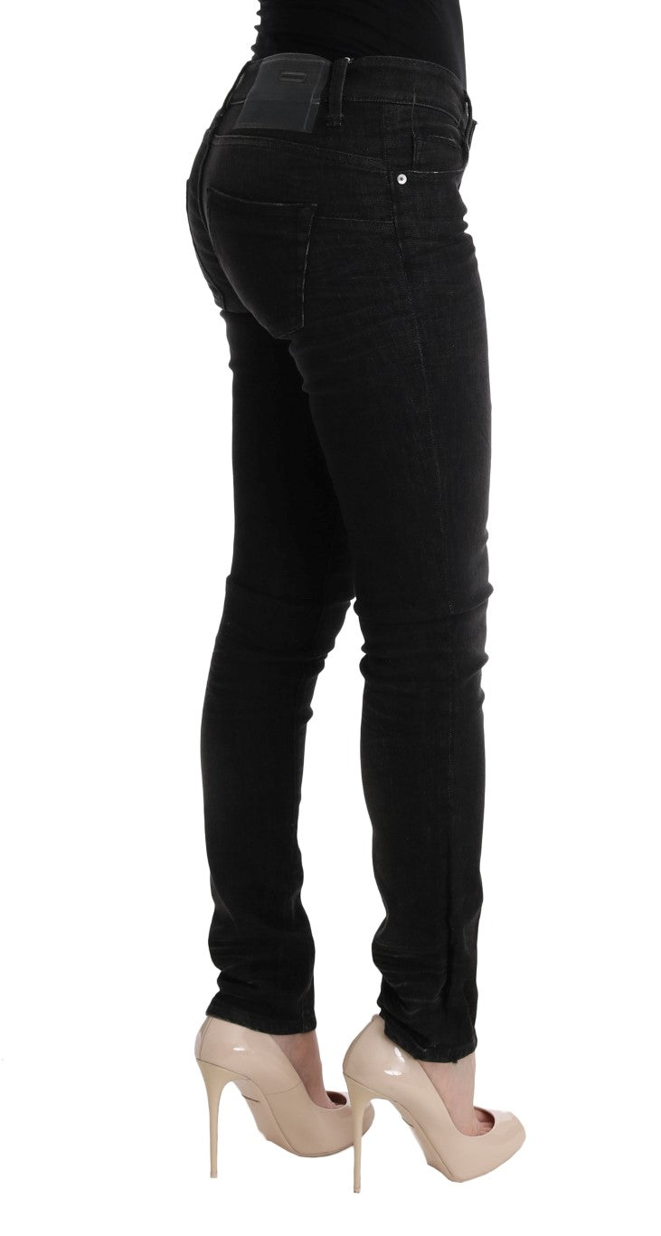 Chic Slim Fit Black Cotton Jeans - ventzia