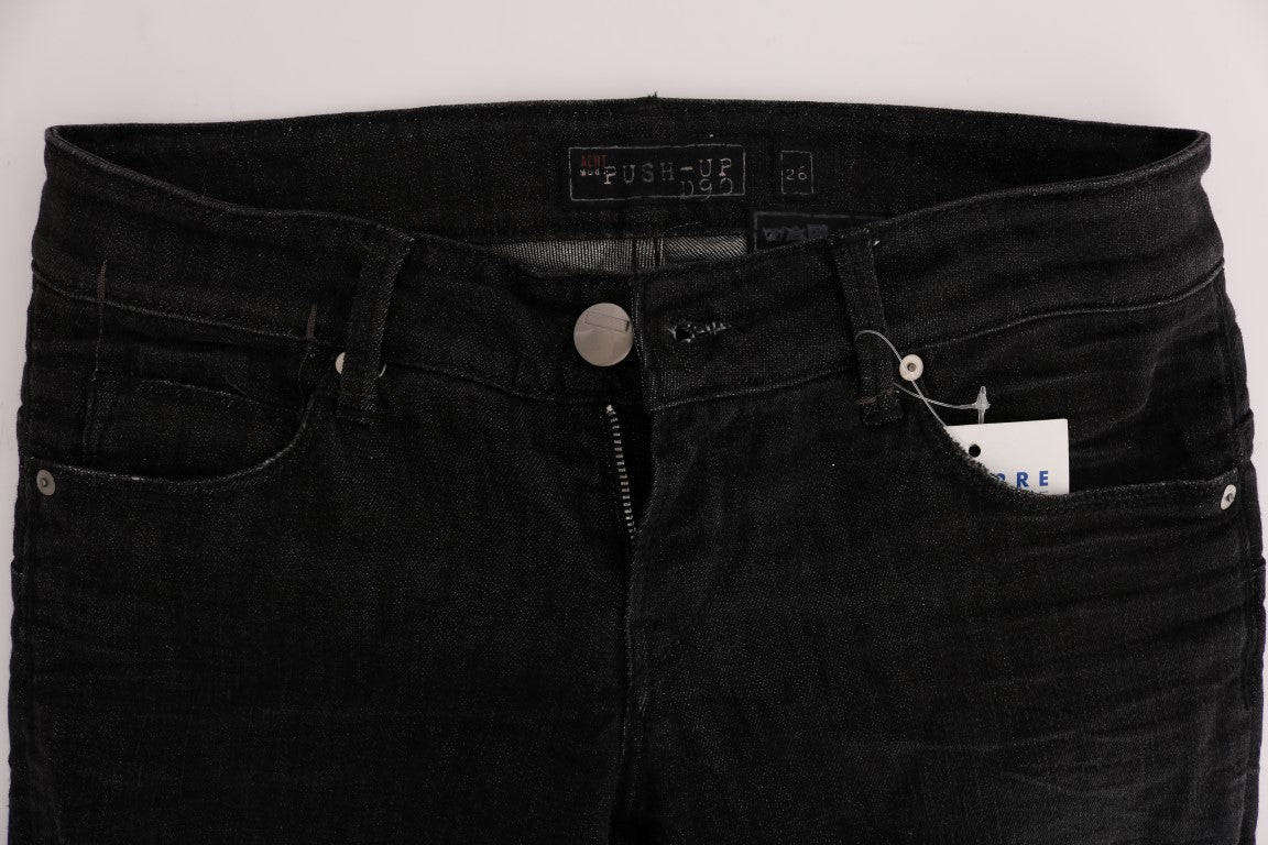 Chic Slim Fit Black Cotton Jeans - ventzia