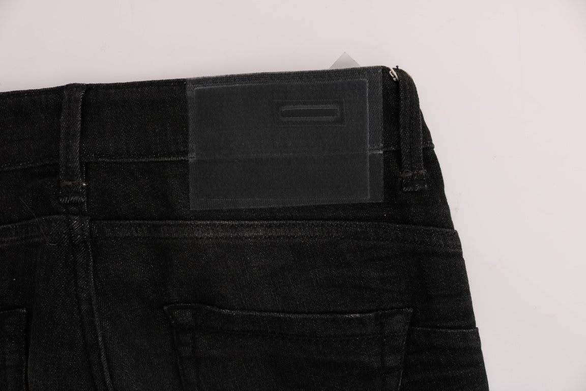 Chic Slim Fit Black Cotton Jeans - ventzia