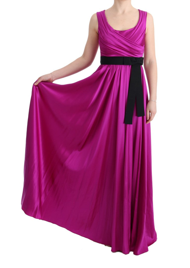 Elegant Pink Silk Gown Dress - ventzia