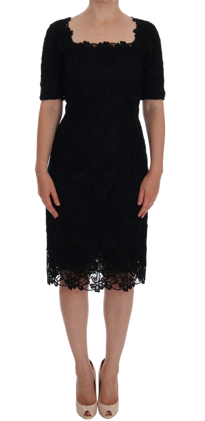 Elegant Black Knee-Length Sheath Dress - ventzia
