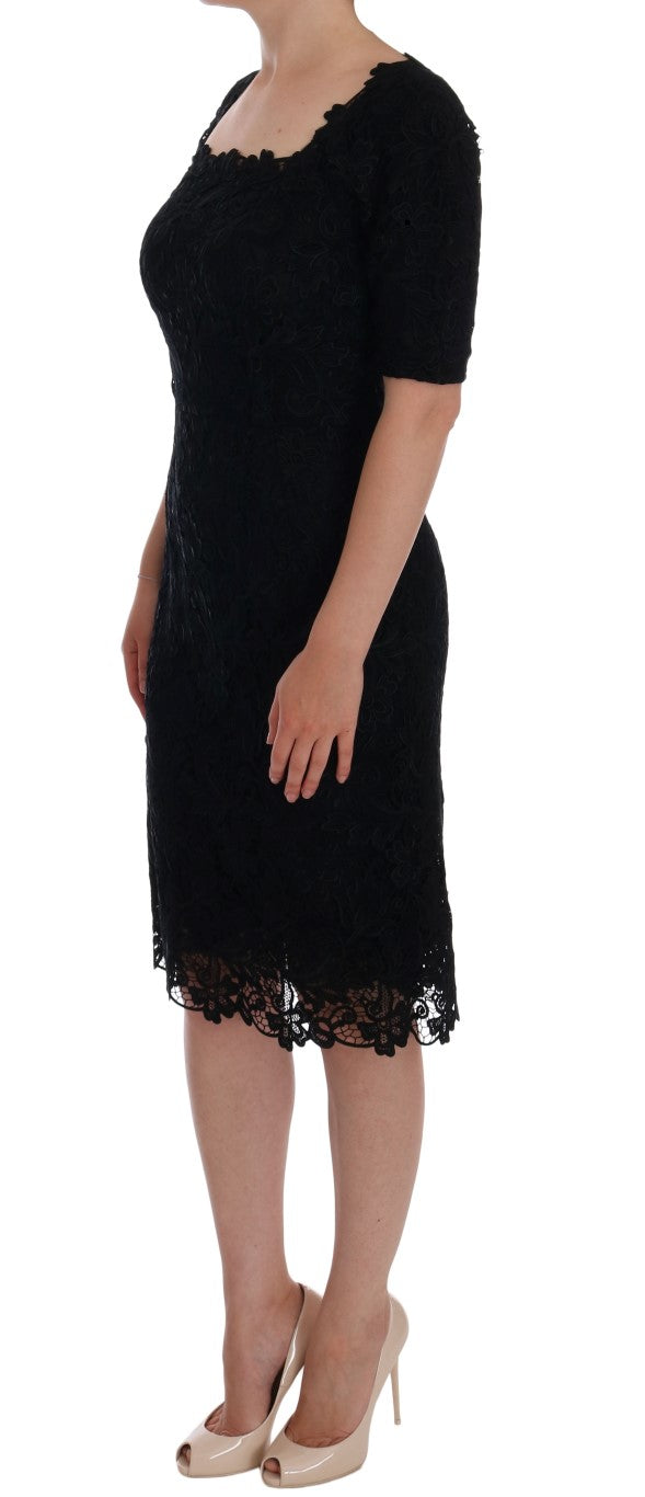 Elegant Black Knee-Length Sheath Dress - ventzia
