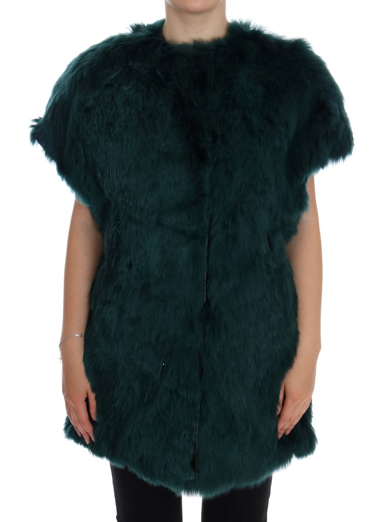 Exquisite Green Alpaca Fur Long Vest - ventzia