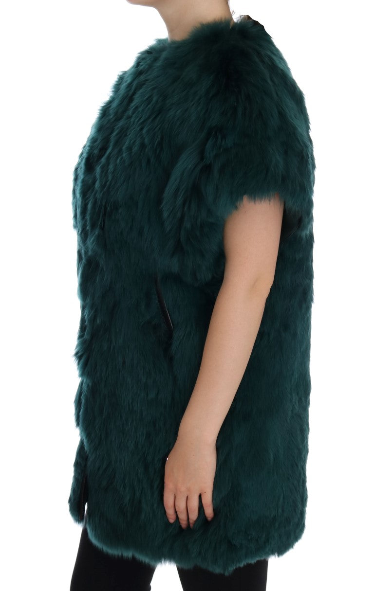 Exquisite Green Alpaca Fur Long Vest - ventzia
