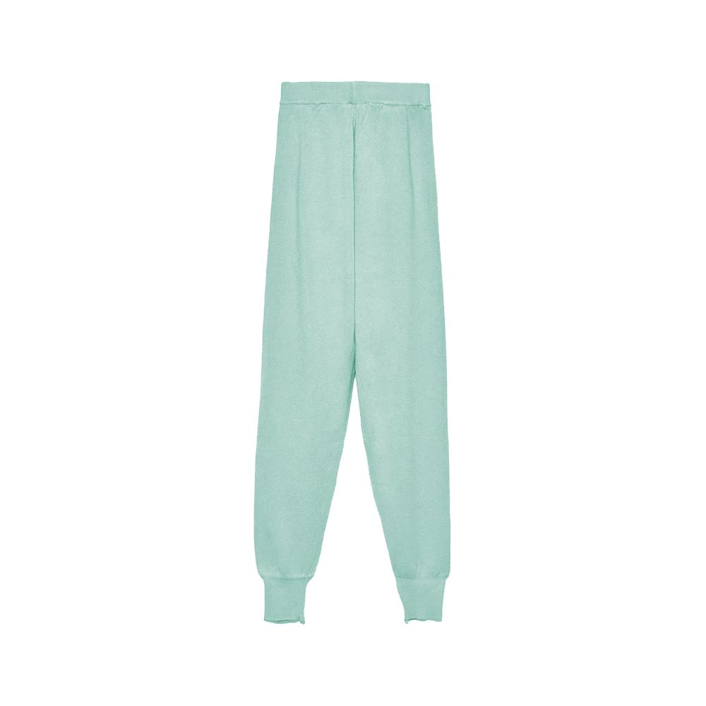 Mint Green Wool Blend Tracksuit Trousers - ventzia