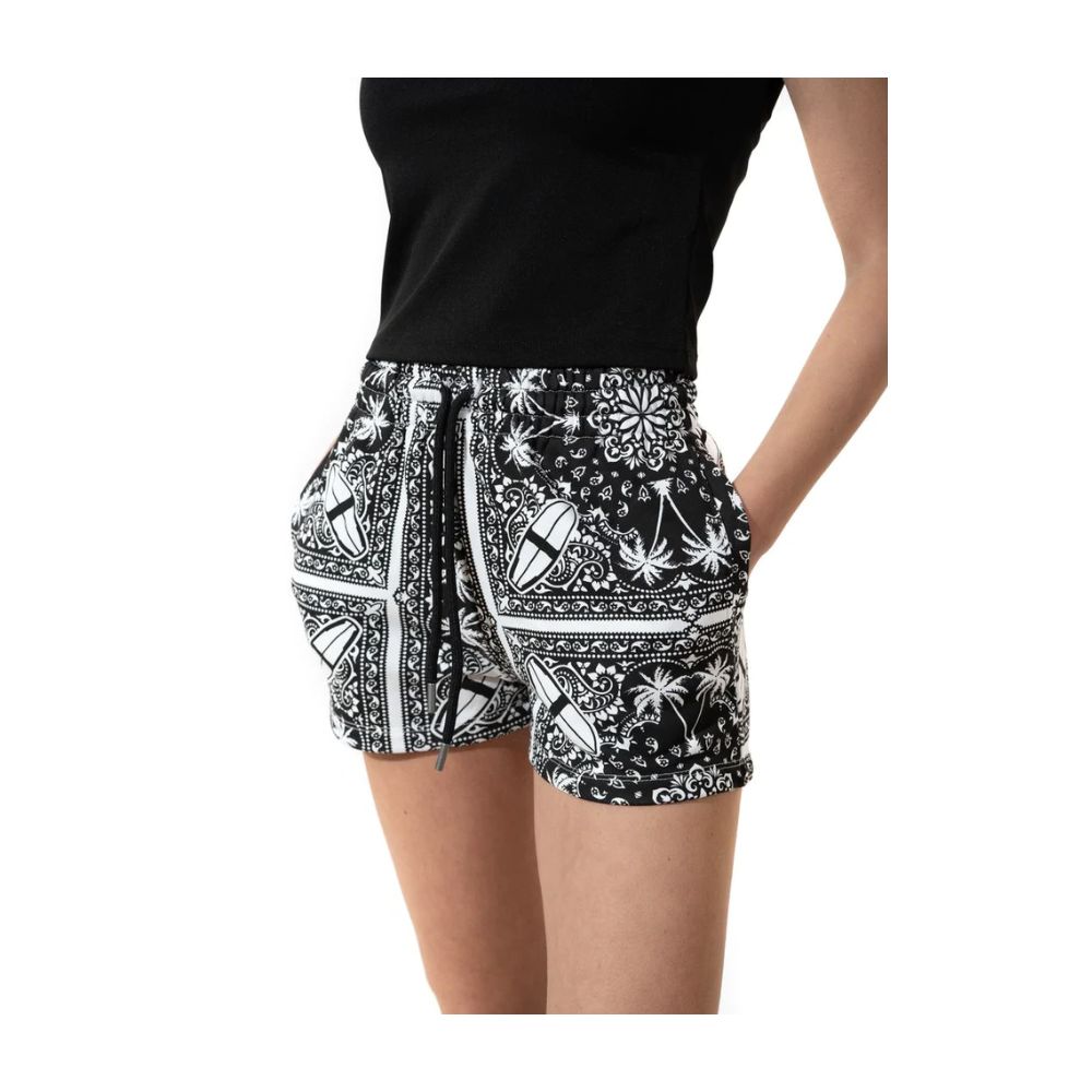 Chic Monochrome Palms Cotton Shorts - ventzia