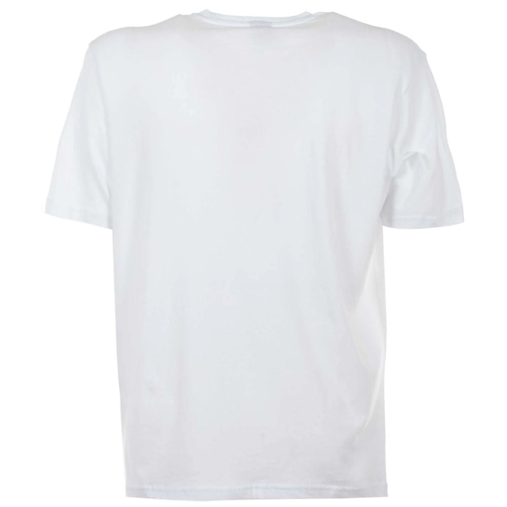 Elegant White Cotton Tee with Bold Blue Logo - ventzia