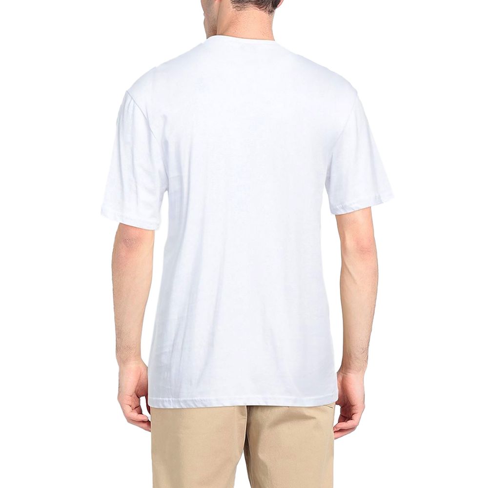 Elegant White Cotton Tee with Chest Print - ventzia