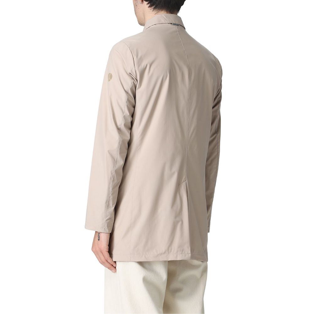 Beige Recycled Polyester Men Jacket - ventzia