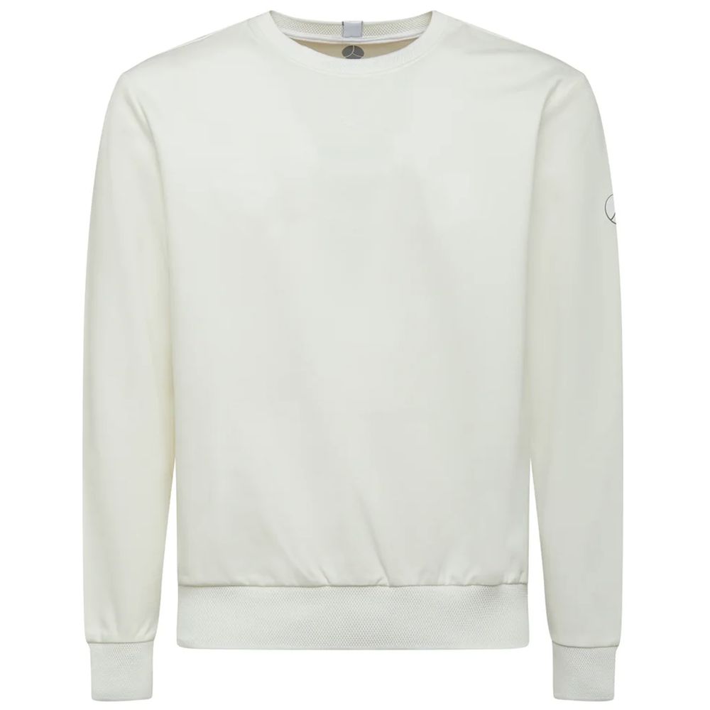 Chic White Tech Fabric Crewneck Sweater - ventzia