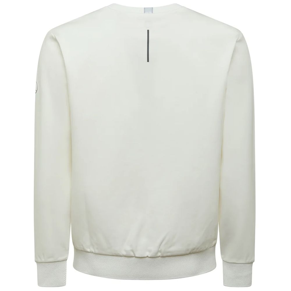 Chic White Tech Fabric Crewneck Sweater - ventzia