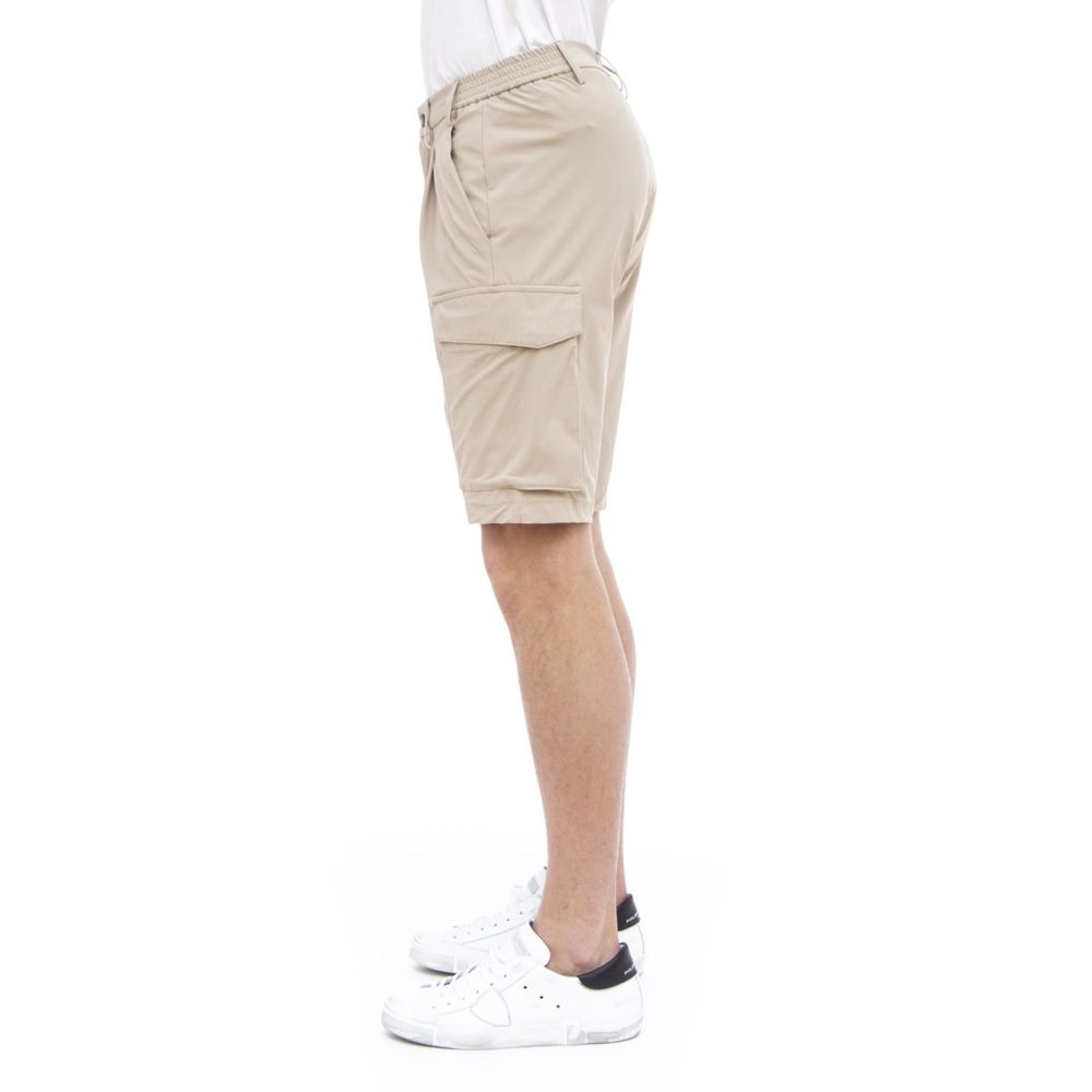Beige Stretch Bermuda Cargo Shorts - ventzia