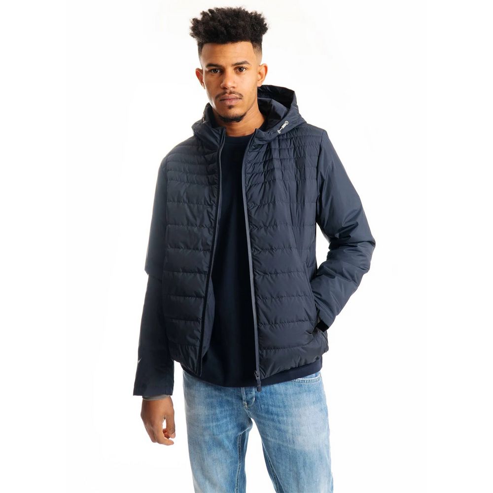 Blue Polyester Men Jacket