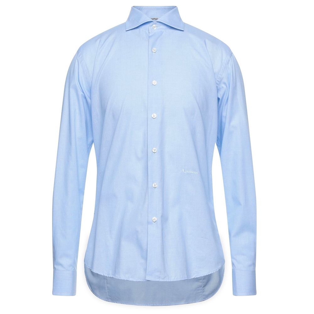 Light Blue Cotton Men Shirt - ventzia