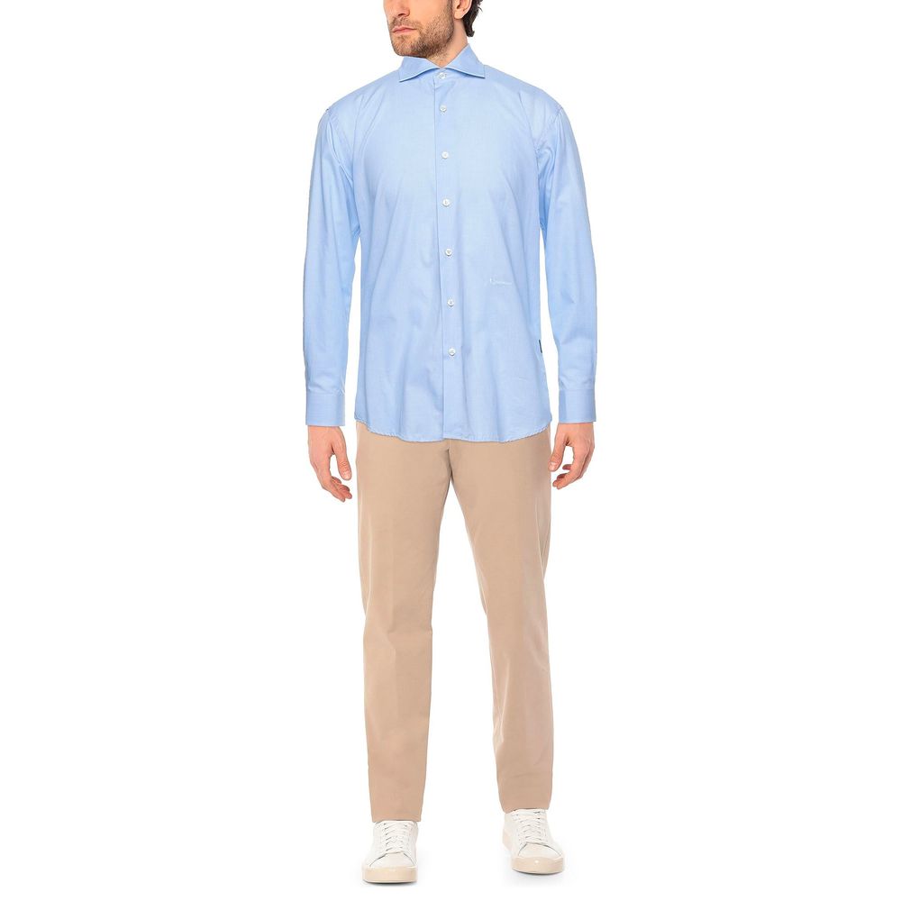 Light Blue Cotton Men Shirt - ventzia