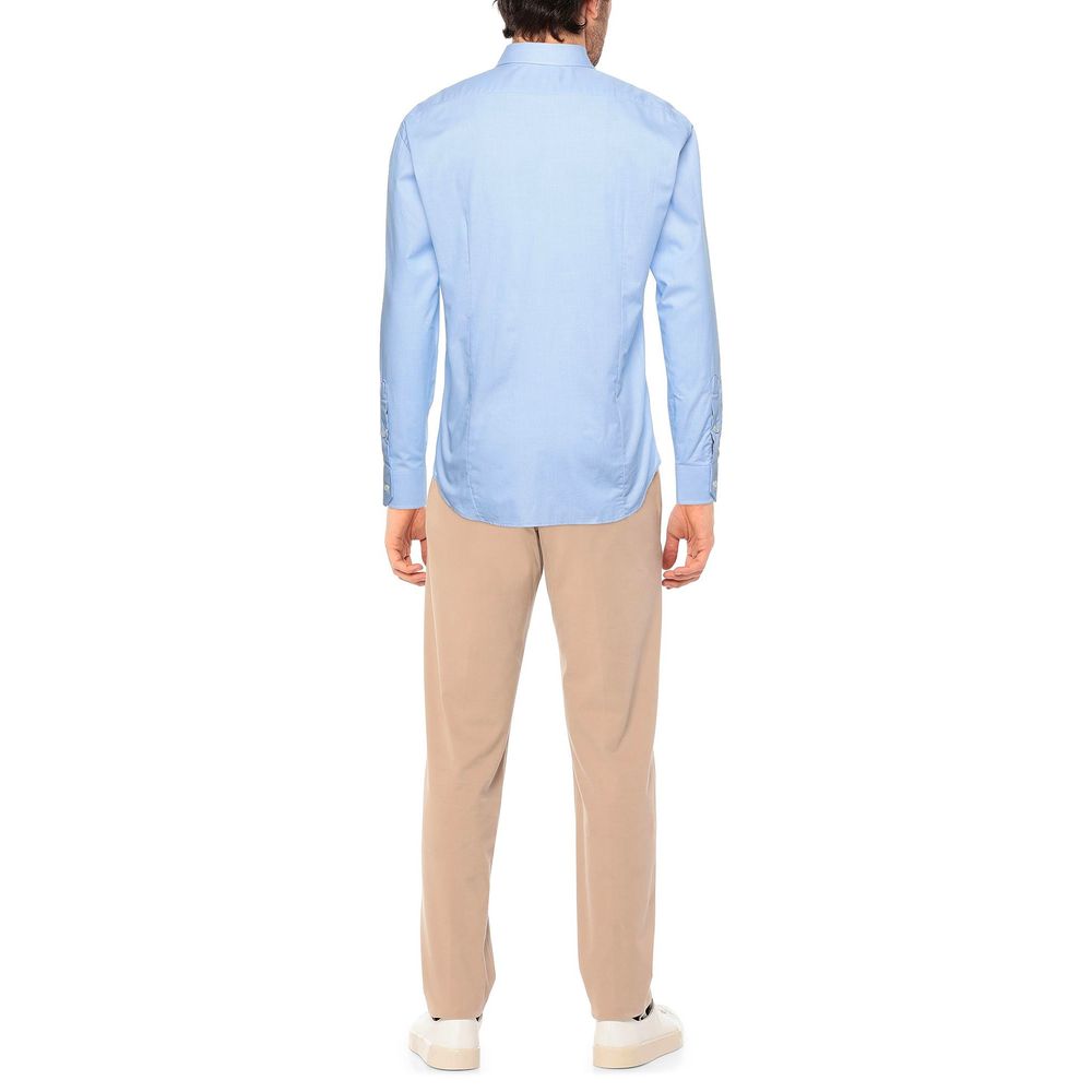 Light Blue Cotton Men Shirt - ventzia