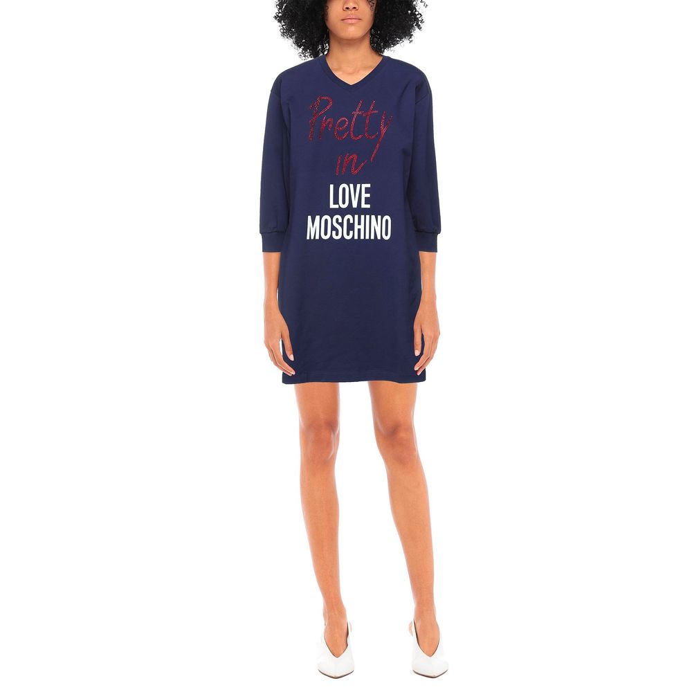 Blue Cotton Women Dress - ventzia
