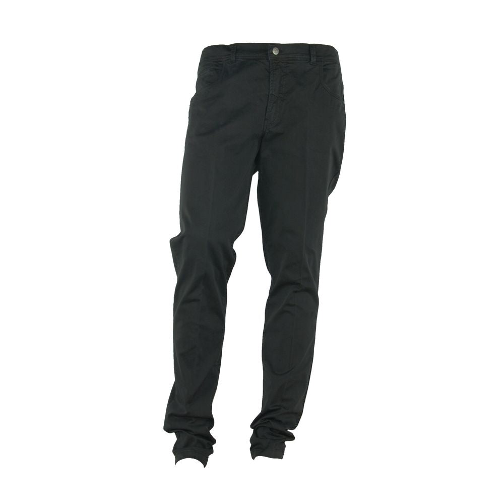 Elegant Summer Black Cotton Trousers - ventzia