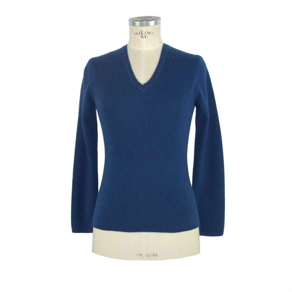 Blue Cashmere Women Sweater - ventzia